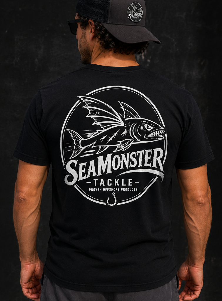SeaMonster Tackle logo t-shirt black – rear view