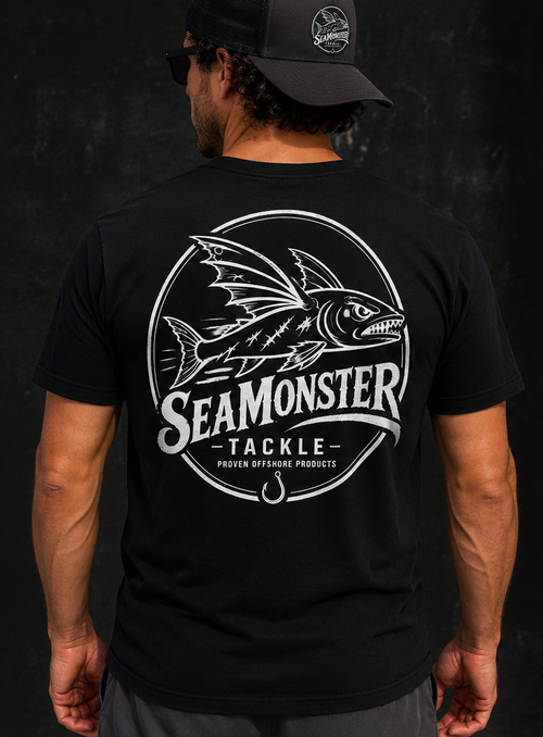 SeaMonster Tackle logo t-shirt black – rear view